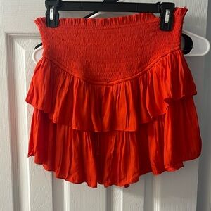 Red ruffle skirt
